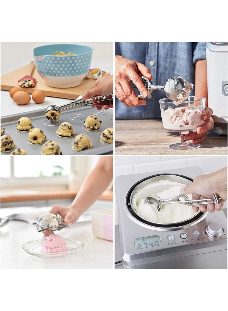 3Pcs Cookie Scoop Set, Stainless Steel Ice Cream Scooper with Trigger Release, Large/Medium/Small Cookie Scooper for Baking, Cookie Scoops for Baking Set of 3 with Cookie Dough Scoop - Image 4