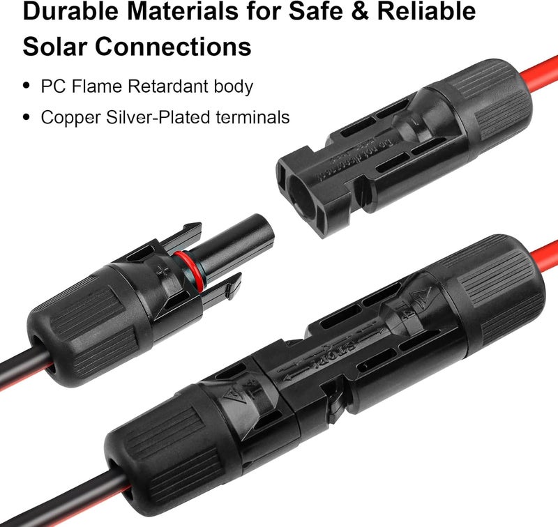 XRDS -RF كابل موصل الطاقة الشمسية XRDS -RF إلى XT60 بطول 35 قدمًا، كابل تمديد شمسي 10AWG إلى XT60 أنثى، كابل طاقة مصنّف 600 فولت للألواح الشمسية، البطاريات، محطات الطاقة – نقل تيار عالي ثقيل الواجب - Image 4