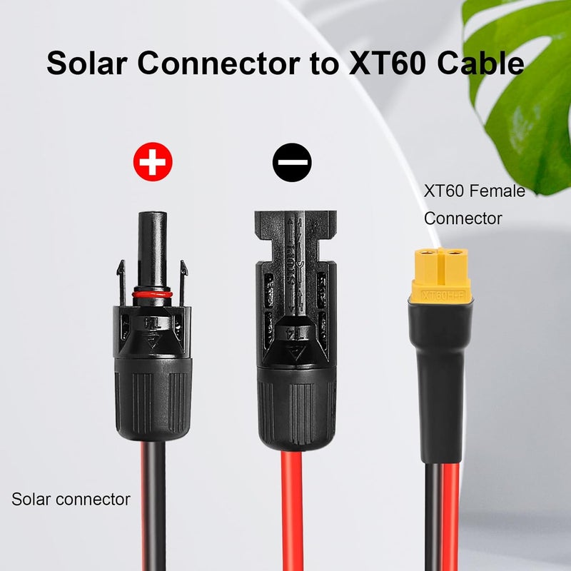 XRDS -RF كابل موصل الطاقة الشمسية XRDS -RF إلى XT60 بطول 35 قدمًا، كابل تمديد شمسي 10AWG إلى XT60 أنثى، كابل طاقة مصنّف 600 فولت للألواح الشمسية، البطاريات، محطات الطاقة – نقل تيار عالي ثقيل الواجب - Image 2
