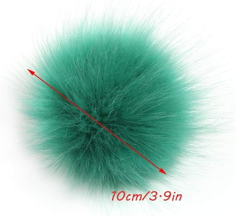 LFOUVRE Pack of 6 Faux Fox Fur Pompoms 3.9inch/10CM Furry Pom Pom Ball with Elastic Loop Knitting Crafts Hat Charm Accessories Black - Image 4