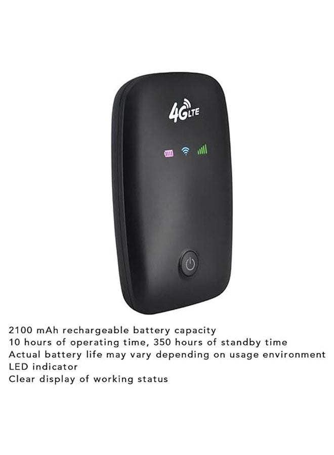 عام نقطة وصول واي فاي محمولة، تدعم سرعة تصل إلى 150 Mbps، بحجم مدمج مع مؤشر LED أسود، جهاز توجيه 4G محمول ومستقر مزود بفتحة شريحة SIM، مناسب للسفر. - Image 3