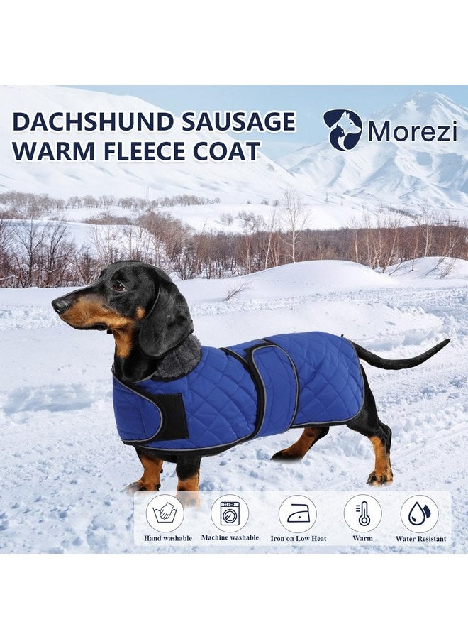 Morezi Dachshund Coats, Dachshund Coat, Coat for Dachshund, Dog Winter Coat with Padded Fleece Lining, Outdoor Dog Apparel with Adjustable Bands - Navy - XS