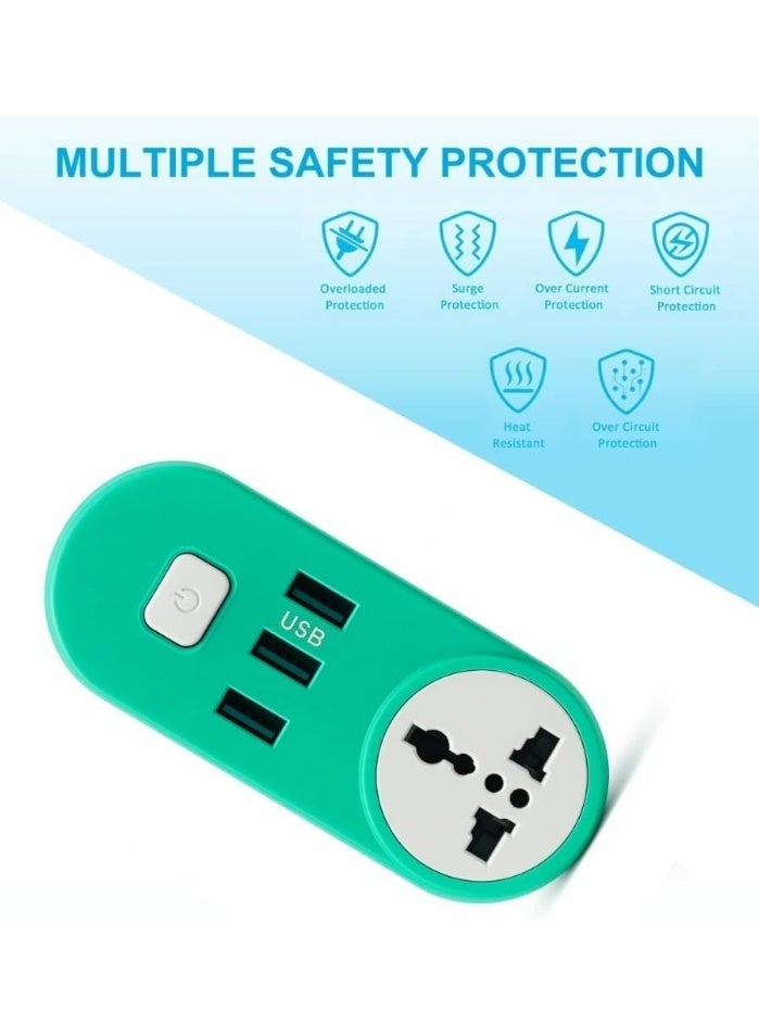 Power Extension Socket E-01, Conversion Socket 2500W, 3 USB Charger, Power Switch, Auto 10A Max Charging, Overload Protection, Surge Protector for Home or Travel, Power Socket Wall - Image 2