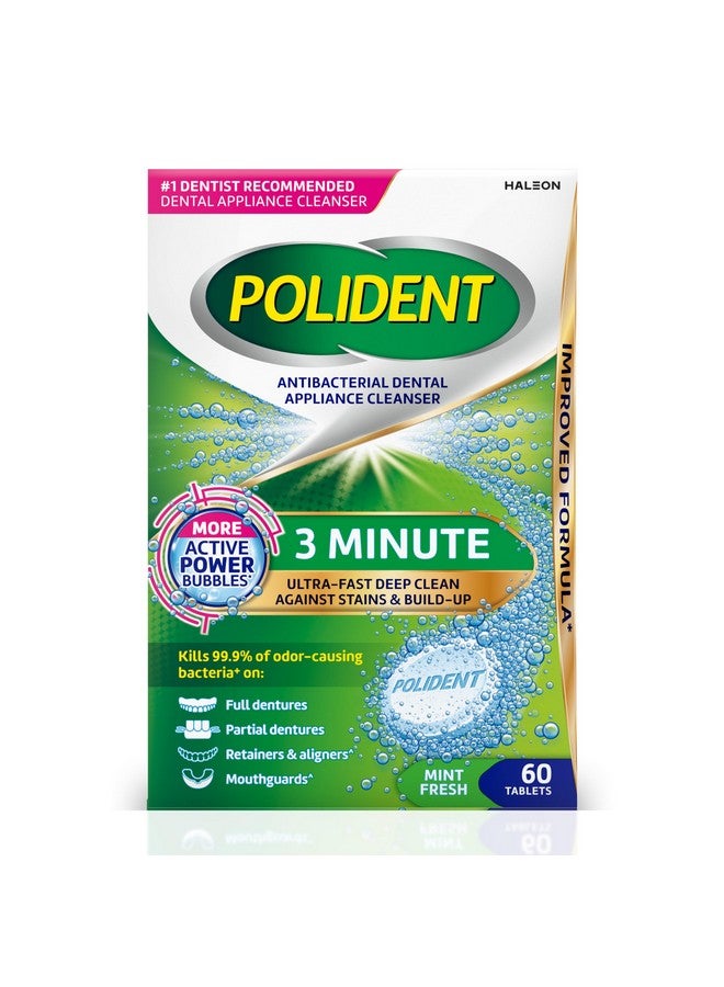 Polident 3 Minute Antibacterial Dental Appliance Cleanser Tablets, 60 Count - Image 1