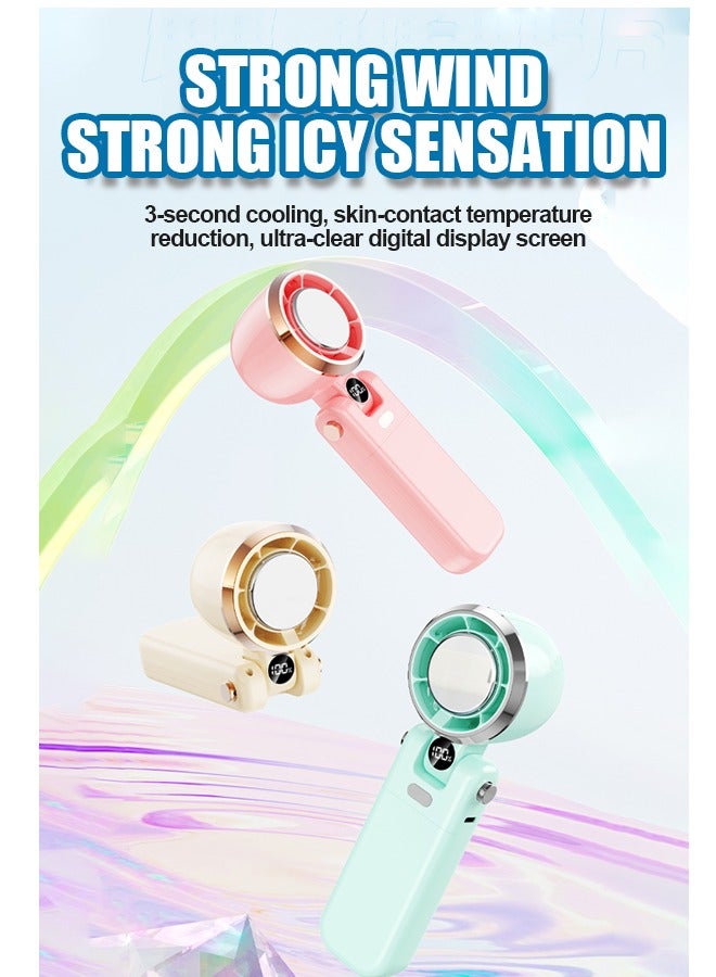 linkship Handheld Fan, Cooling & Portable Fan, 3-Second Ice-Cooling Tech, 8H Runtime & 4000mAh Battery, Hands-Free Foldable for Travel, Camping, Outdoor - Image 2