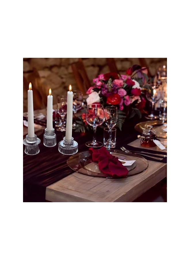 The Bros Glass Candle Holder Set of 3, Tapered Glass Candle Holder, Candle Holder for Table Toppers, for Table Centrepieces, Wedding Decorations and Dinner Party Candle Holder, Clear - Image 5