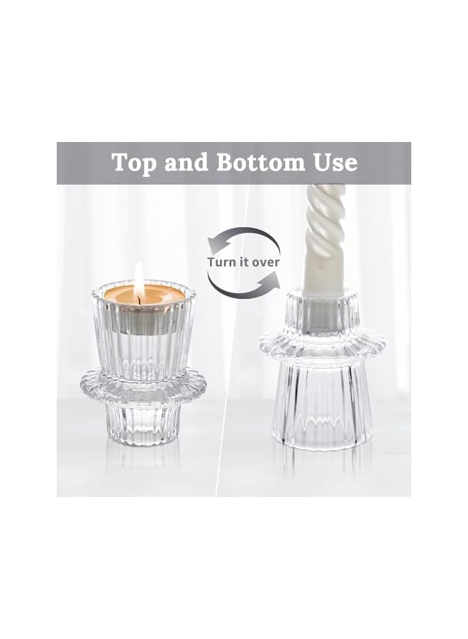 The Bros Glass Candle Holder Set of 3, Tapered Glass Candle Holder, Candle Holder for Table Toppers, for Table Centrepieces, Wedding Decorations and Dinner Party Candle Holder, Clear - Image 3
