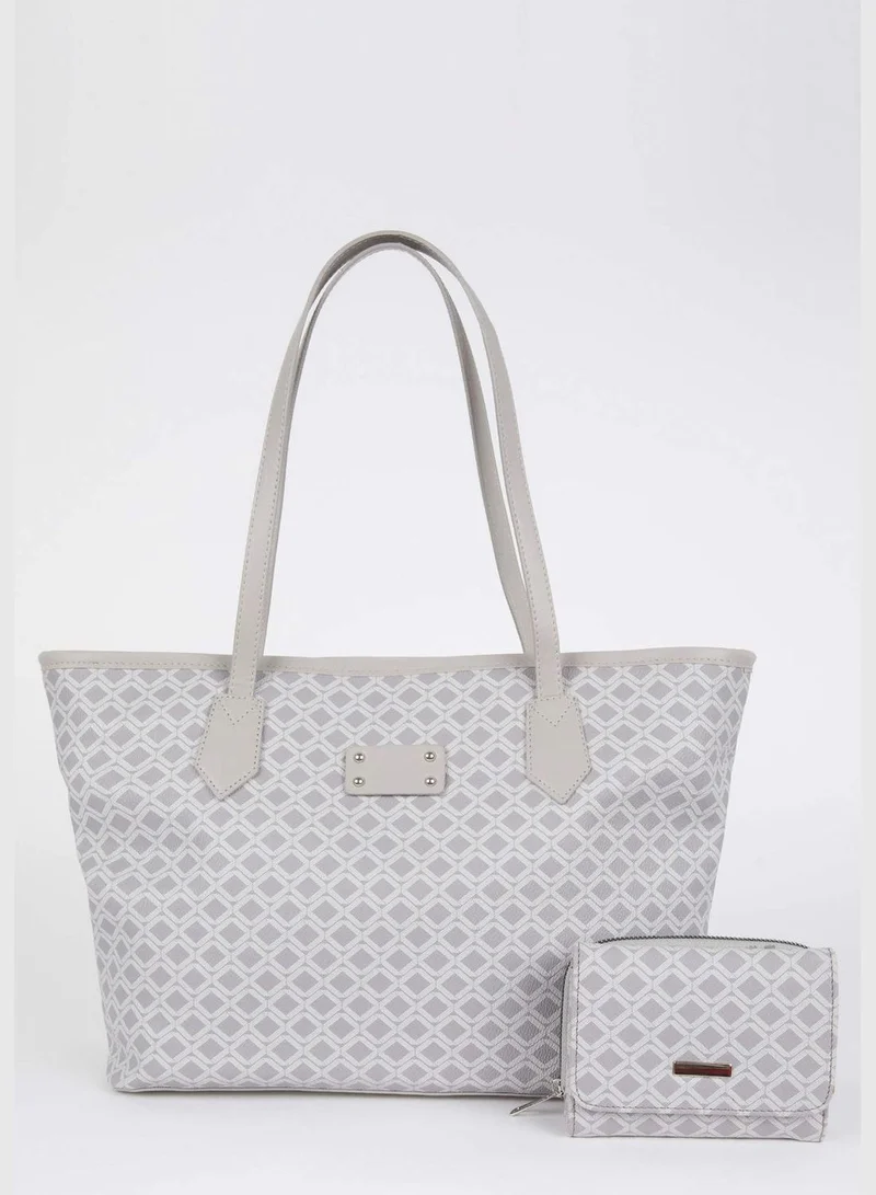 ديفاكتو Faux Leather Polka Dot Print Big Bag & Wallet