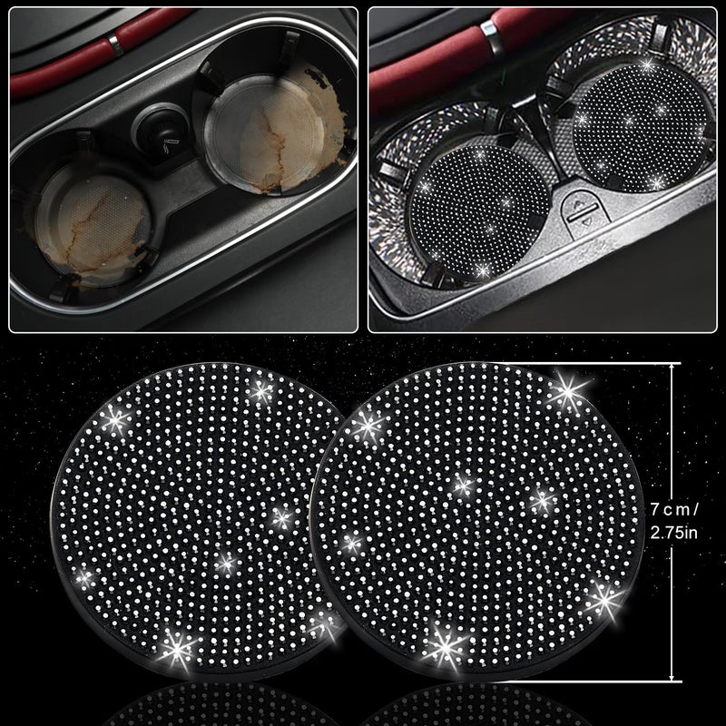 NBTEPEM 8 pcs Bling Car Accessories Set for Women, Steering Wheel Cover, Sparkly Seat Belt Covers, Bling Gear Shift Cover, Universal Fit Most Cars (Black Diamond) - Image 5