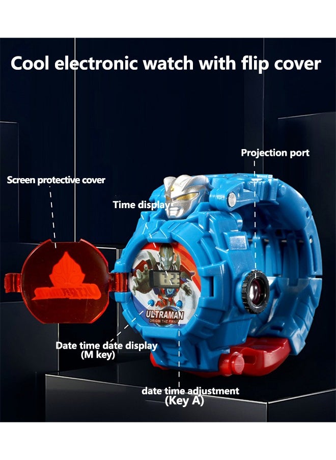 Ultraman Projector Watch, Transformer Watch Robot Toys, Transforming Electronic Watch Toys for Kids Boys Girls Gift, A watch equipped with a projector that displays images of 24 Ultraman figures  - Image 4