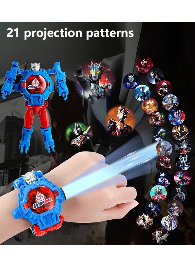 Ultraman Projector Watch, Transformer Watch Robot Toys, Transforming Electronic Watch Toys for Kids Boys Girls Gift, A watch equipped with a projector that displays images of 24 Ultraman figures  - Image 2