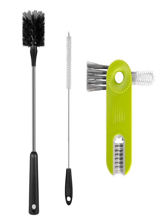 ToGeeKa [3 Pack] Bottle Brush, 15 Inches Stainless Steel Long Handle Baby Bottle Scrub Cleaning Brushes with Straw & Lid Brushes for Sports Water Bottle, Cups, Coffee Mugs, Glasswares - Image 1