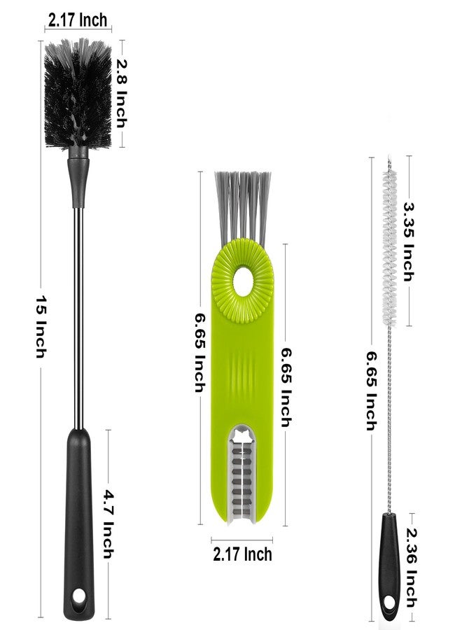 ToGeeKa [3 Pack] Bottle Brush, 15 Inches Stainless Steel Long Handle Baby Bottle Scrub Cleaning Brushes with Straw & Lid Brushes for Sports Water Bottle, Cups, Coffee Mugs, Glasswares - Image 5