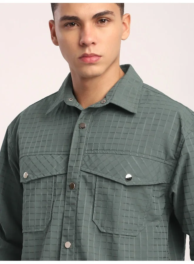 بيونغ شيكت رمادي أخضر بنقش بلوك