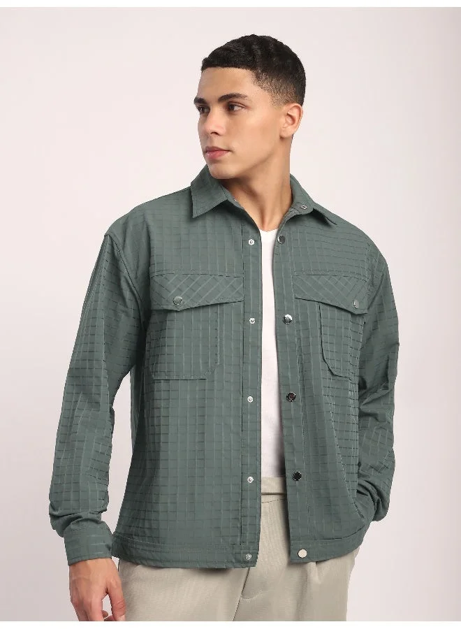 بيونغ شيكت رمادي أخضر بنقش بلوك