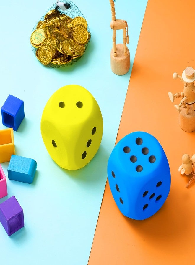 Zomiboo 2 Pcs Large Foam Dice for Classroom Stress Balls Soft Jumbo 6 Sided Giant Dice Educational Learning Squeeze Anxiety Relieve Toy Gifts for Adults Kids Board Game(Blue, Yellow, 3.93 Inch) - Image 5