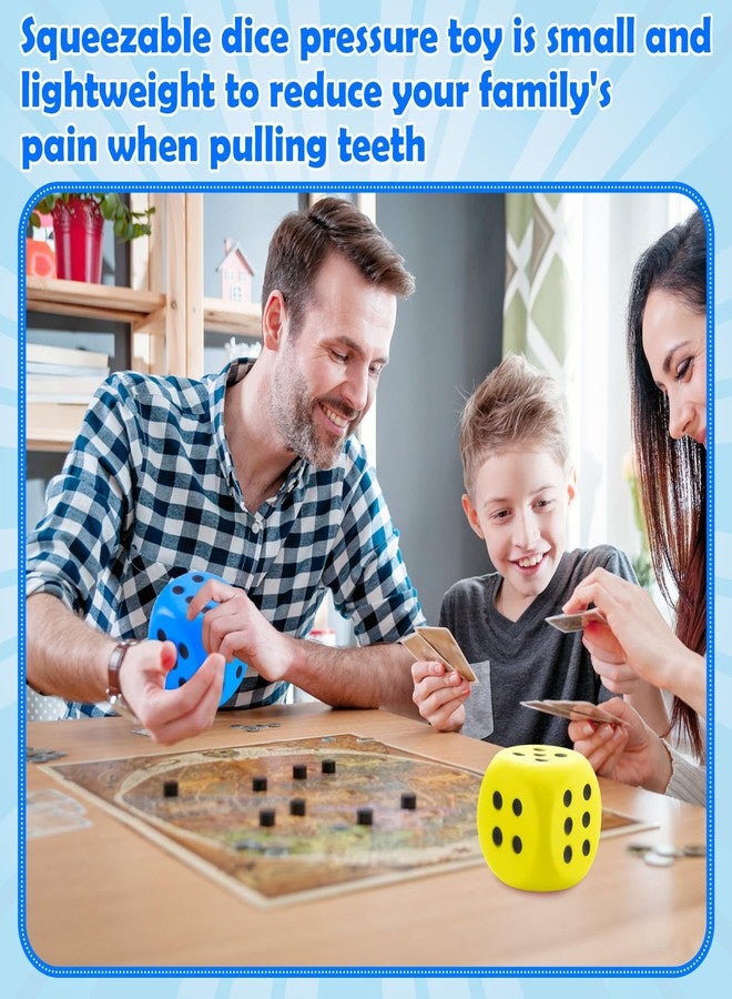 Zomiboo 2 Pcs Large Foam Dice for Classroom Stress Balls Soft Jumbo 6 Sided Giant Dice Educational Learning Squeeze Anxiety Relieve Toy Gifts for Adults Kids Board Game(Blue, Yellow, 3.93 Inch) - Image 3