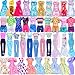 BJDBUS 11 Sets Doll Clothes 3 Sequins Dresses 4 Fashion Dresses and Floral Short Skirt 4 Casual Outfits Tops and Pants for 115 inch Girl Doll Clothing - Image 2