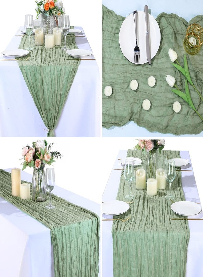 Foaincore 24 Pack Cheesecloth Table Runner 13ft Boho Gauze Table Runner 157 Inch Rustic Cheese Cloth Roll Romantic Long Cheesecloth Bulk for Wedding Bridal Shower Birthday Party Decor (Green) - Image 4