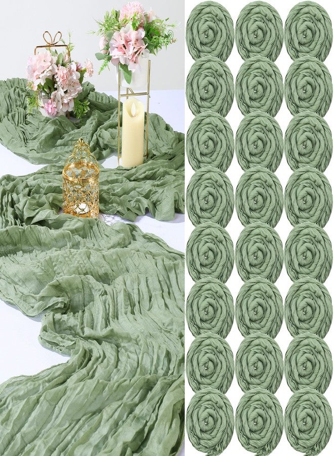 Foaincore 24 Pack Cheesecloth Table Runner 13ft Boho Gauze Table Runner 157 Inch Rustic Cheese Cloth Roll Romantic Long Cheesecloth Bulk for Wedding Bridal Shower Birthday Party Decor (Green) - Image 1