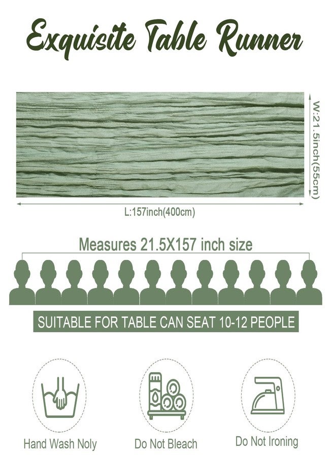 Foaincore 24 Pack Cheesecloth Table Runner 13ft Boho Gauze Table Runner 157 Inch Rustic Cheese Cloth Roll Romantic Long Cheesecloth Bulk for Wedding Bridal Shower Birthday Party Decor (Green) - Image 2