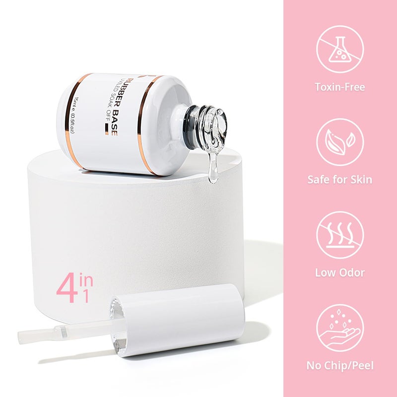 Nicedeco Hema Free Clear Rubber Base Gel Polish for Nails U V Cruelty Free Vegan Color Base Gel Nail Polish 15ML - Image 5