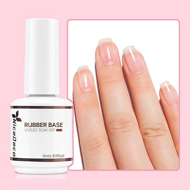 Nicedeco Hema Free Clear Rubber Base Gel Polish for Nails U V Cruelty Free Vegan Color Base Gel Nail Polish 15ML - Image 4