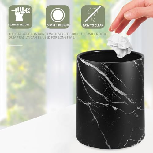 HOLIDYOYO Marble Trash can 10.62X9.05In Small Round Lidless Wastebasket for Bathroom Kitchen Office with Stable Structure and Modern Marble Texture - Image 4