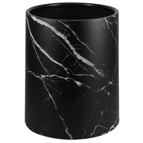 HOLIDYOYO Marble Trash can 10.62X9.05In Small Round Lidless Wastebasket for Bathroom Kitchen Office with Stable Structure and Modern Marble Texture - Image 1