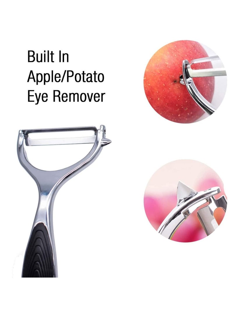 CLASSYTOUCH Vegetable, Apple Peelers for kitchen, Fruit, Carrot, Veggie, Potatoes Peeler, Y-Shaped and I-Shaped Stainless Steel Peelers, with Ergonomic Non-Slip Handle & Sharp Blade, Good Sturdy  - Image 2
