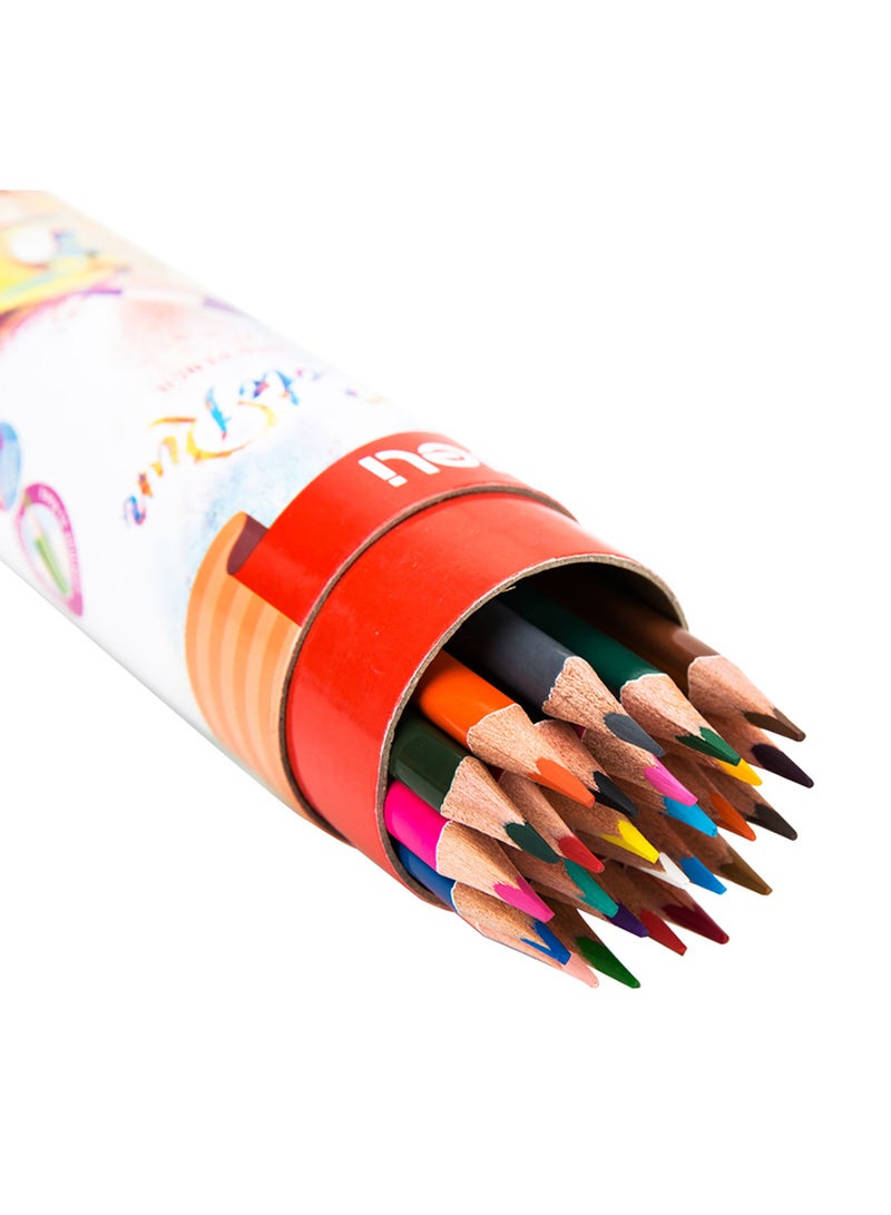 Deli Wooden Colored Pencils with Sharpener in Tube , Art Supplies for Drawing , Sketching , Coloring , Pack of 24 PCS - Image 2
