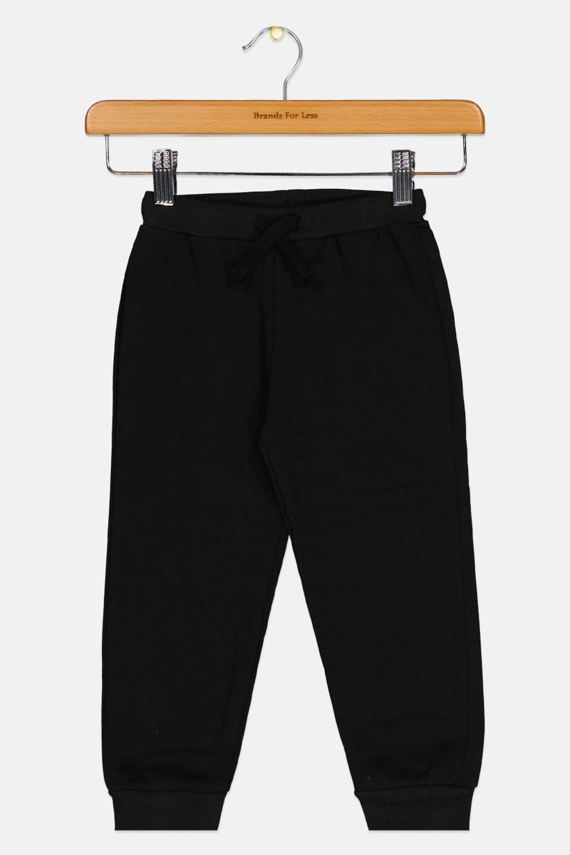 Fox Toddlers Boy Solid Jogger Pants, Black  - Image 1
