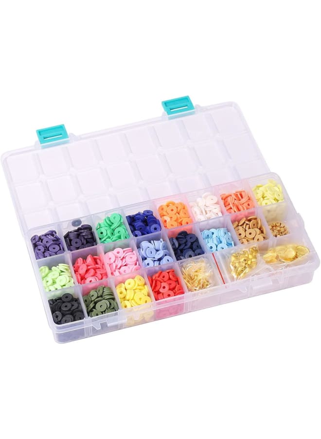 3420pcs 8mm Soft Polymer Clay Heishi Beads Disc Flat Round Spacer Beads Kit with Shell Pendants Elastic String Container Box Jump Ring for DIY Bracelets Necklace Jewelry Making - Image 2