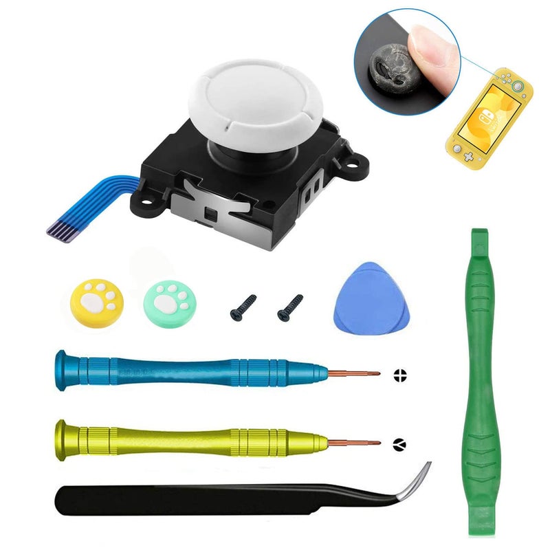 Kinyanco 3D Replacement Joystick Analog Thumb Stick for Switch Lite - Include Tri-Wing, Cross Screwdriver, Pry Tools + 4 Thumbstick Caps, Switch Lite Drift Repair Tool Kit - Image 1