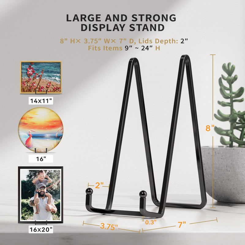IPAME 8 Inch Large Plate Stands for Display - Metal Square Wire Plate Holder Display Stand + Picture Stand for Book, Platter, Plaque, Photo Easel (2 Pack) - Image 3