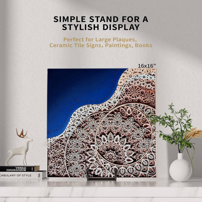 IPAME 8 Inch Large Plate Stands for Display - Metal Square Wire Plate Holder Display Stand + Picture Stand for Book, Platter, Plaque, Photo Easel (2 Pack) - Image 4