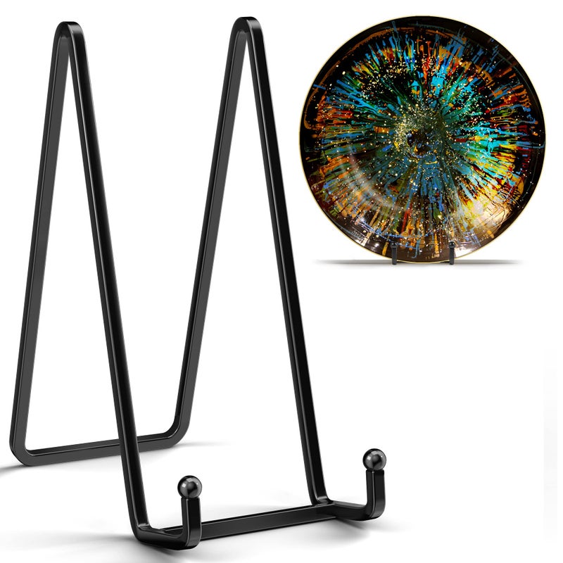 IPAME 8 Inch Large Plate Stands for Display - Metal Square Wire Plate Holder Display Stand + Picture Stand for Book, Platter, Plaque, Photo Easel (2 Pack) - Image 1
