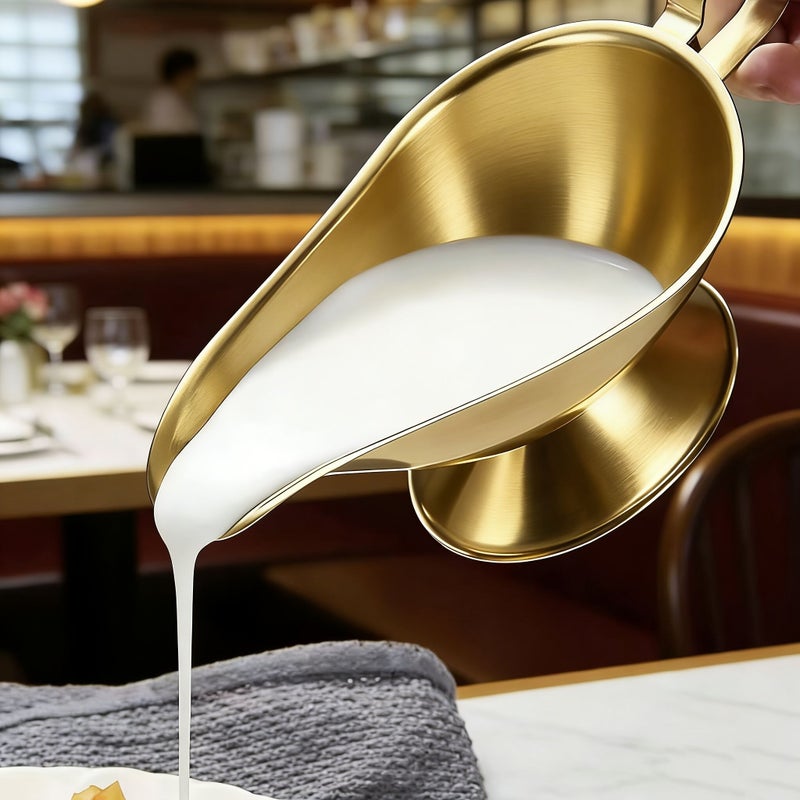Silvery Stainless Steel Mini Sauce Boat With Ergonomic Handle For BBQ Salad Dressing Jam Kitchen Hotel - Image 4