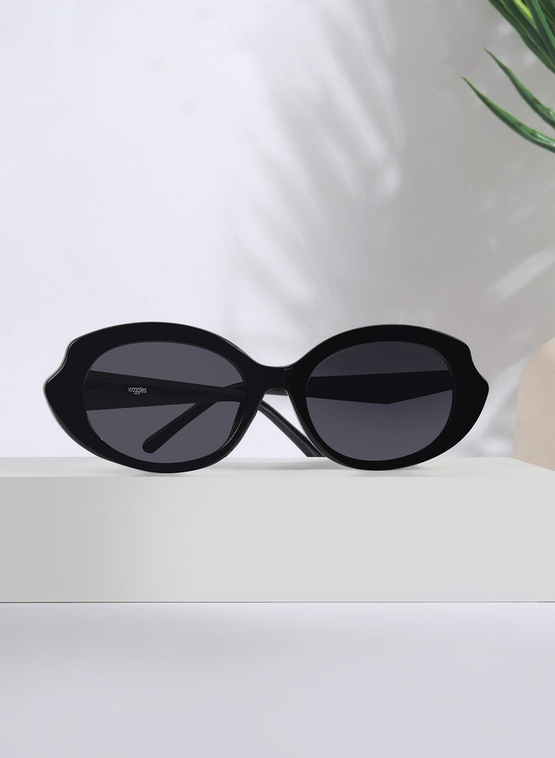 ووجلز نظارات شمسية سوداء بيضاوية بتصميم مميز للرجال والنساء - Image 1