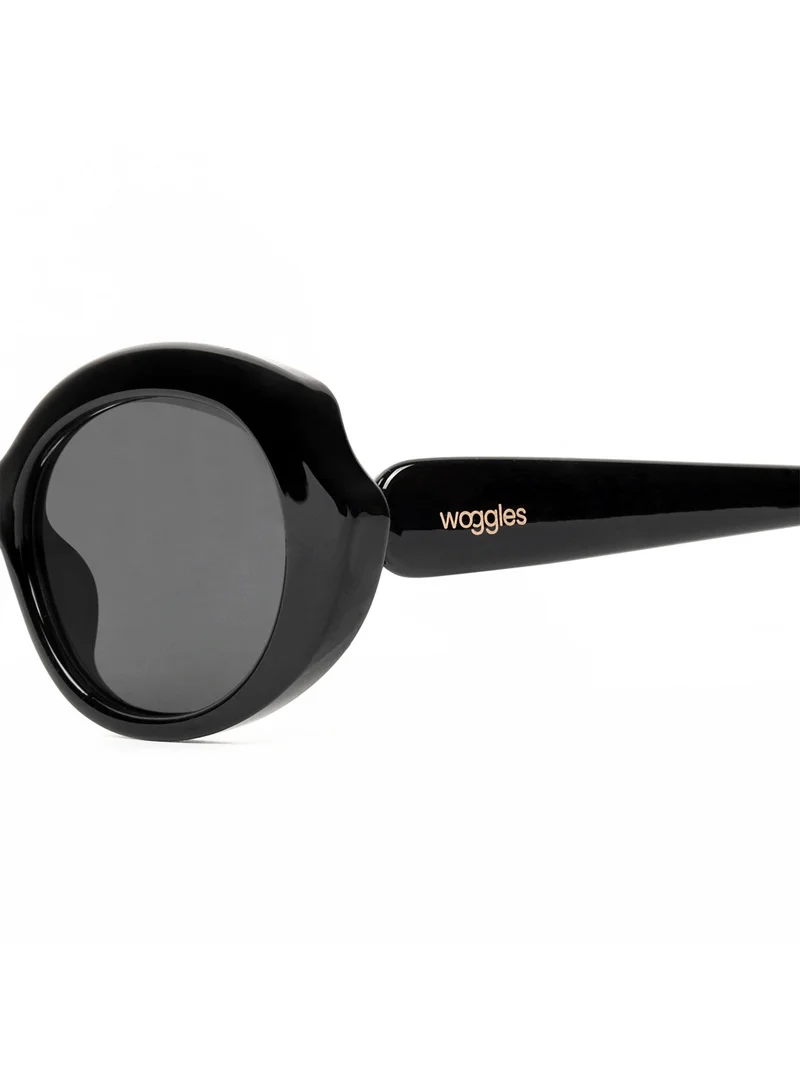 Woggles  Designer Black Oval Sunglasses| Men & Women| 100% Uv Protection  | Best Price UAE