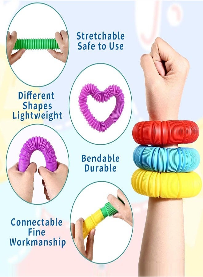 8 Pack Mini Pop Tubes Fidget Toys, 1.9cm Small Stretch Sensory Tubes, 8 Assorted Color Stress Relief Fidget Stretchy Tubes for Kids & Adults - Image 3