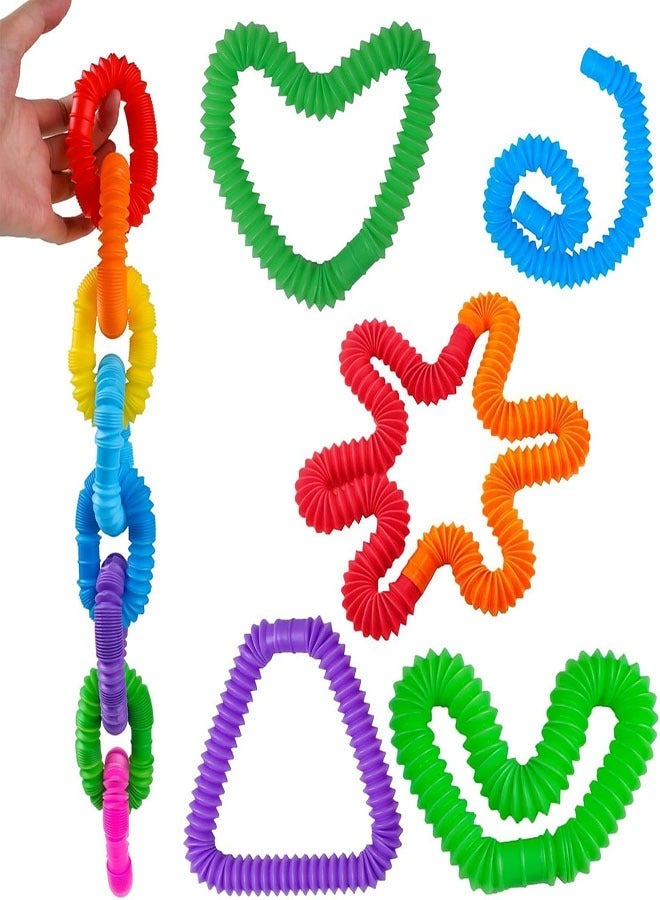 8 Pack Mini Pop Tubes Fidget Toys, 1.9cm Small Stretch Sensory Tubes, 8 Assorted Color Stress Relief Fidget Stretchy Tubes for Kids & Adults - Image 5