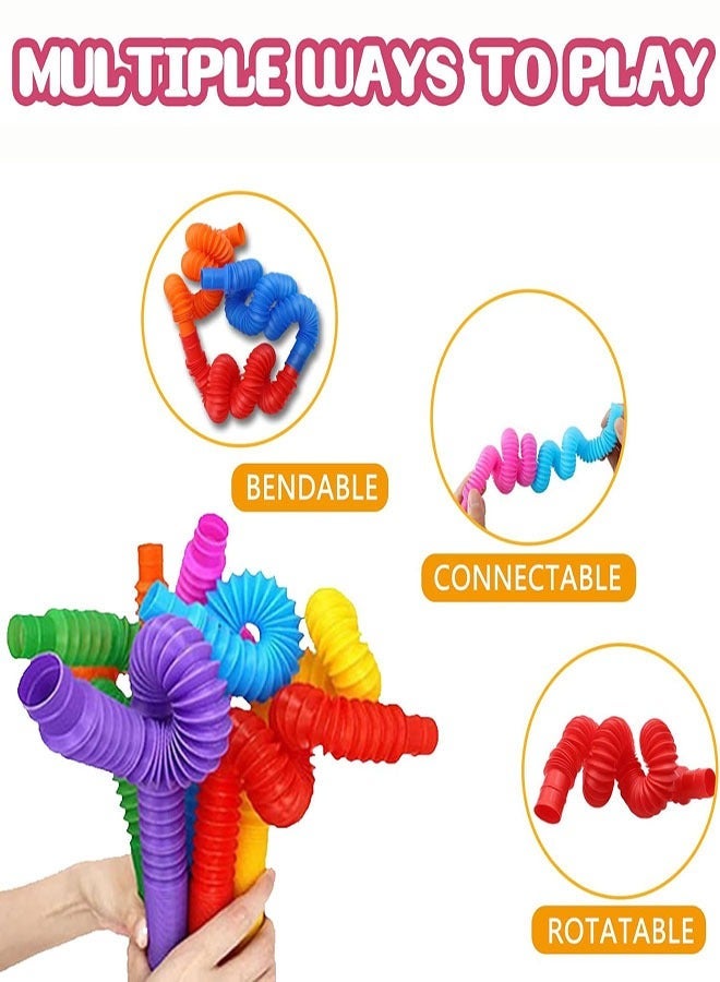 8 Pack Mini Pop Tubes Fidget Toys, 1.9cm Small Stretch Sensory Tubes, 8 Assorted Color Stress Relief Fidget Stretchy Tubes for Kids & Adults - Image 2