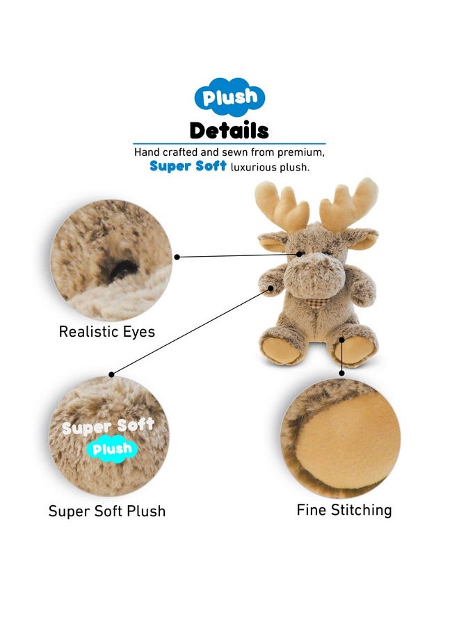 Puzzled - Dollibu Sitting Moose Super Soft Stuffed Animal Cute Realistic Stuffed Animals For Girls. Boys And Adults Animal Gifts Kids Zoo Nursery Décor For Newborn 11 Inches - Image 1