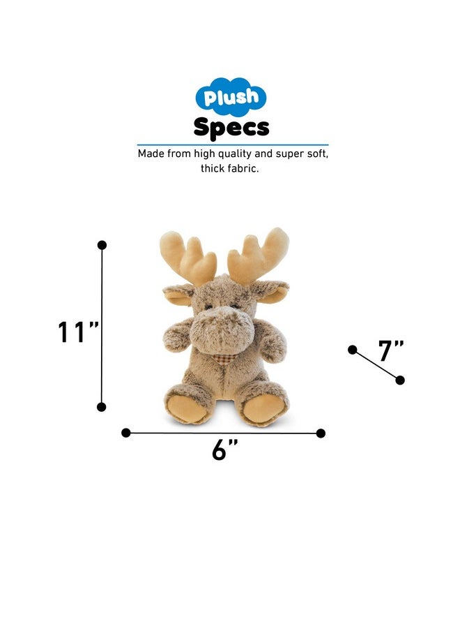 Puzzled - Dollibu Sitting Moose Super Soft Stuffed Animal Cute Realistic Stuffed Animals For Girls. Boys And Adults Animal Gifts Kids Zoo Nursery Décor For Newborn 11 Inches - Image 1
