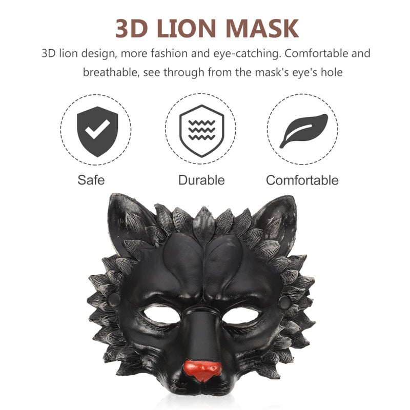 NUOBESTY قناع أسد NUOBESTY نصف قناع حيواني لعيد الهالوين، ملحقات حفلات التنكر، - Image 4