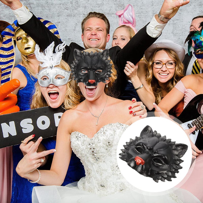 NUOBESTY قناع أسد NUOBESTY نصف قناع حيواني لعيد الهالوين، ملحقات حفلات التنكر، - Image 2