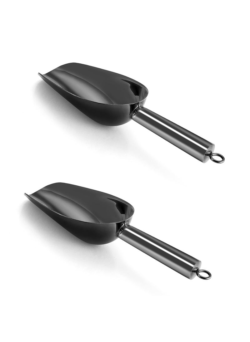 P&P CHEF PP CHEF Mini Scoop Set of 2 Stainless Steel Small Candy Sweet Ice Cube Scoops for Home Bar Buffet Wedding Canisters Easy Clean  Sturdy Black 3 Oz 