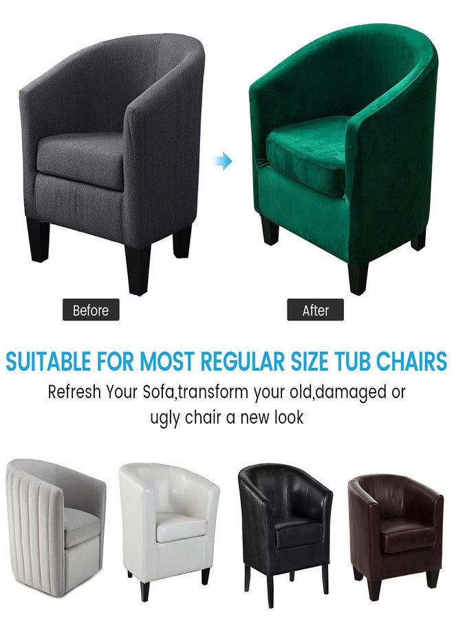 MIFXIN 2 Pieces Velvet Tub Chair Covers with Cushion Cover Stretch Soft Removable Tub Chair Slipcovers Armchair Sofa Couch Furniture Protector Cover for Living Room Club Bar Counter (Green) - Image 5
