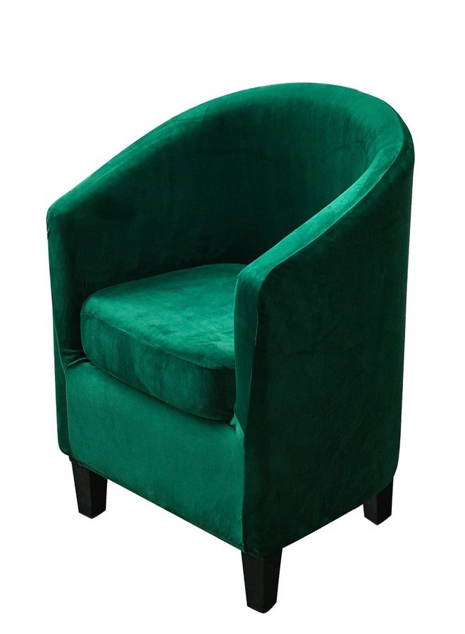 MIFXIN 2 Pieces Velvet Tub Chair Covers with Cushion Cover Stretch Soft Removable Tub Chair Slipcovers Armchair Sofa Couch Furniture Protector Cover for Living Room Club Bar Counter (Green) - Image 1